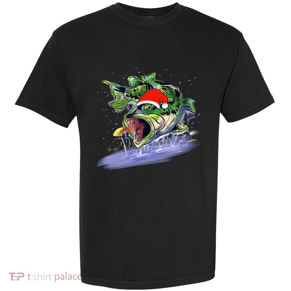 Largemouth Bass Fishing Merry Fishmas Gift Garment-Dyed Heavyweight T-Shirt