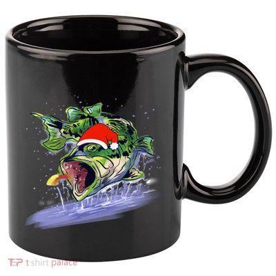 Largemouth Bass Fishing Merry Fishmas Gift 11oz C Handle Ceramic Mug