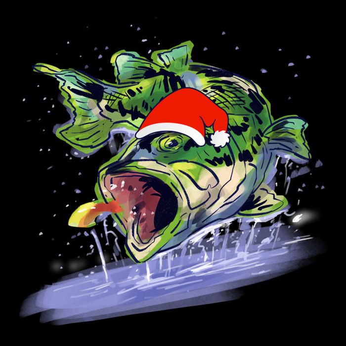 Largemouth Bass Fishing Merry Fishmas Gift Youth Performance Sprint T-Shirt