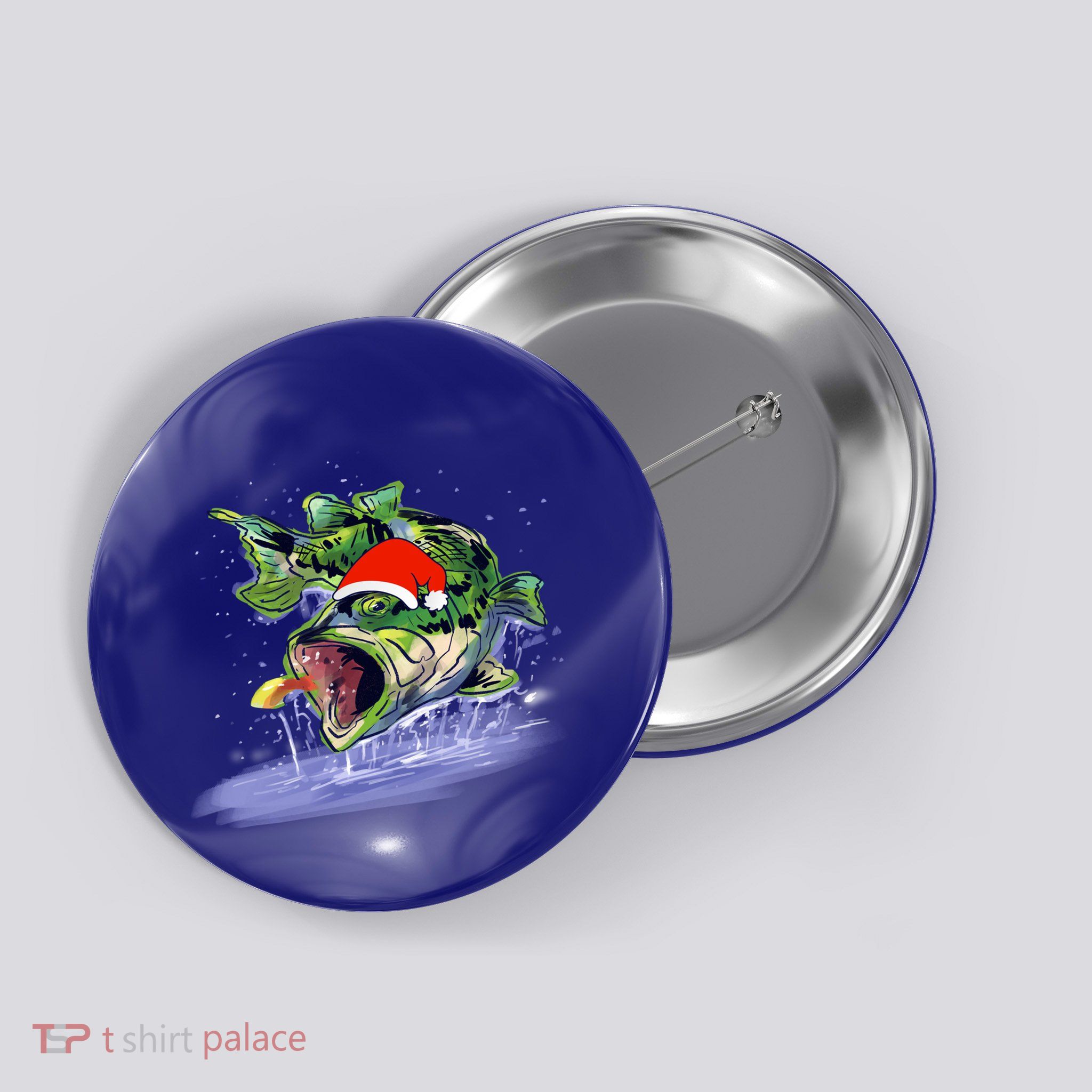 Largemouth Bass Fishing Merry Fishmas Gift Button
