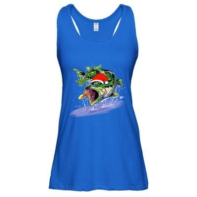 Largemouth Bass Fishing Merry Fishmas Gift Ladies Essential Flowy Tank
