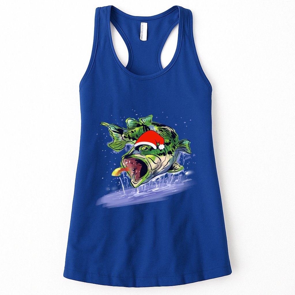Largemouth Bass Fishing Merry Fishmas Gift Womens Tank Top