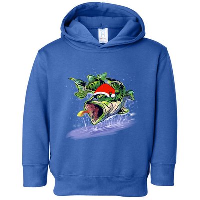 Largemouth Bass Fishing Merry Fishmas Gift Toddler Hoodie