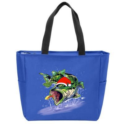 Largemouth Bass Fishing Merry Fishmas Gift Zip Tote Bag