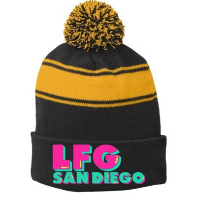 Lfgsd Baseball Fan San Diego Sports Lfg Sd Stripe Pom Pom Beanie