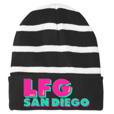 Lfgsd Baseball Fan San Diego Sports Lfg Sd Striped Beanie with Solid Band