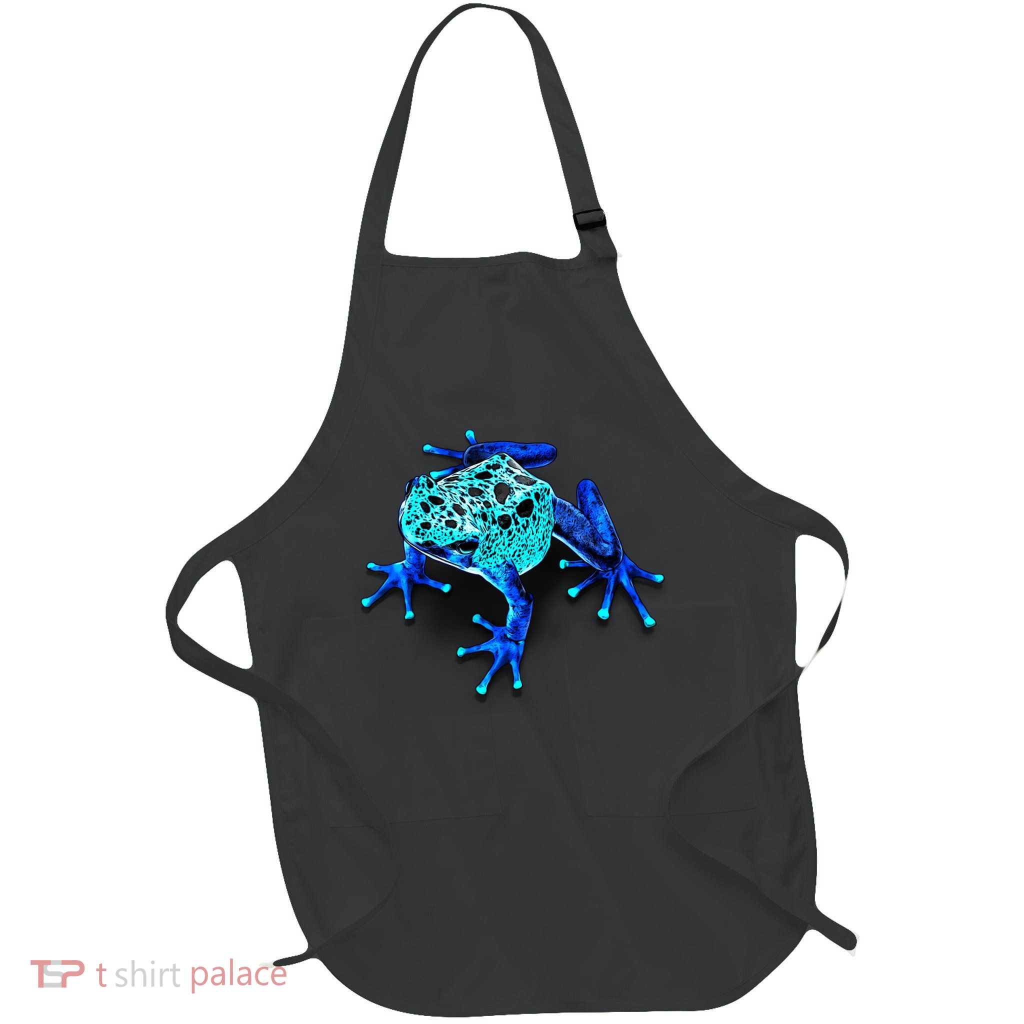 Little Blue Frog With Spots Full-Length Apron With Pockets