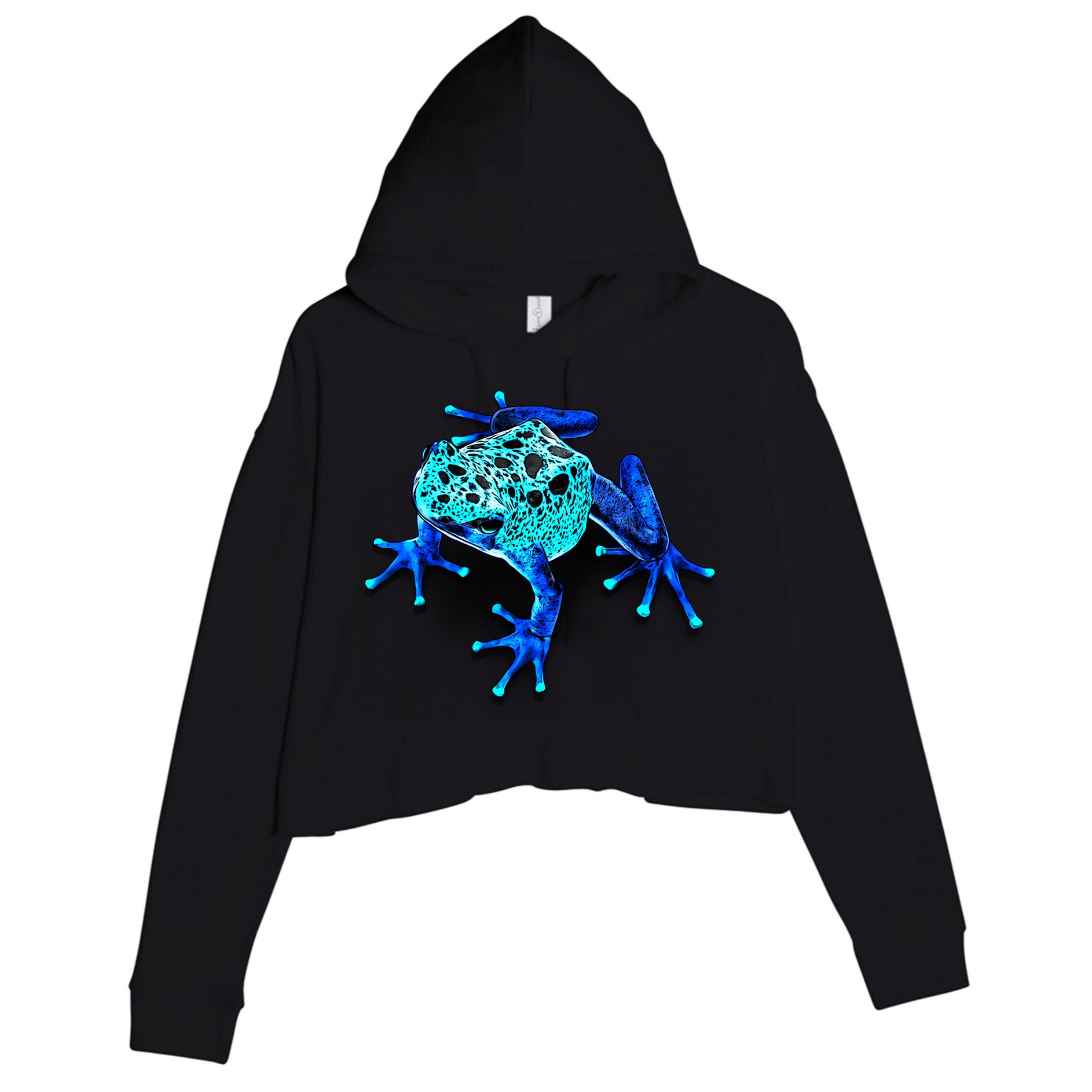 Little Blue Frog With Spots Crop Fleece Hoodie