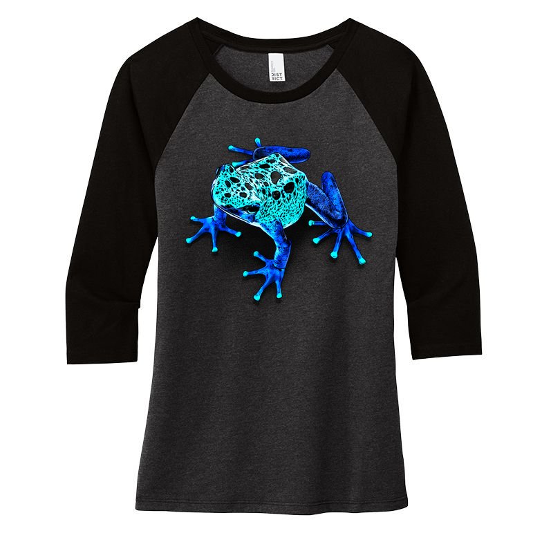 Little Blue Frog With Spots Women's Tri-Blend 3/4-Sleeve Raglan Shirt