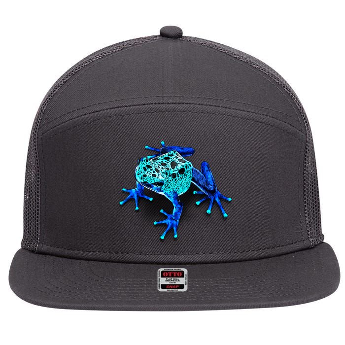 Little Blue Frog With Spots 7 Panel Mesh Trucker Snapback Hat