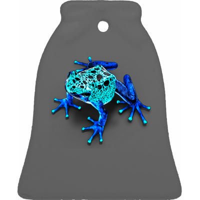 Little Blue Frog With Spots Ceramic Bell Ornament