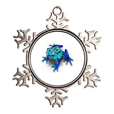 Little Blue Frog With Spots Metallic Star Ornament