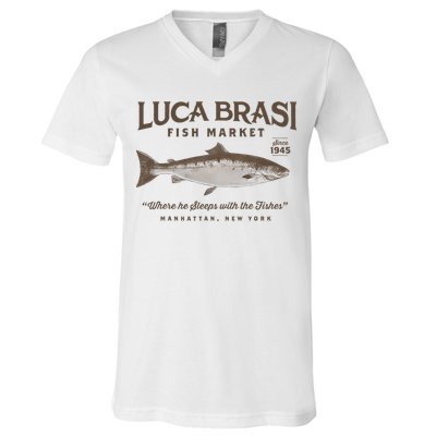 Luca Brasi Fish Market Est 1945 Fishing V-Neck T-Shirt