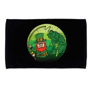 Leprechaun Bass Fishing St Patricks Day Irish Fisher Gift Microfiber Hand Towel