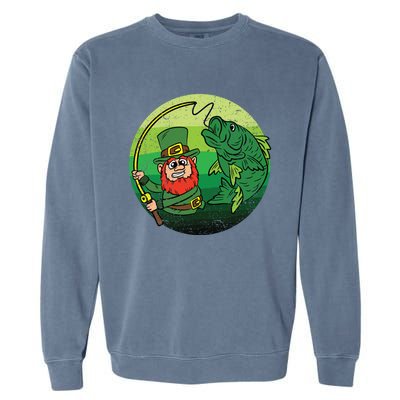 Leprechaun Bass Fishing St Patricks Day Irish Fisher Gift Garment-Dyed Sweatshirt