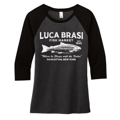 Luca Brasi Fish Market Women's Tri-Blend 3/4-Sleeve Raglan Shirt