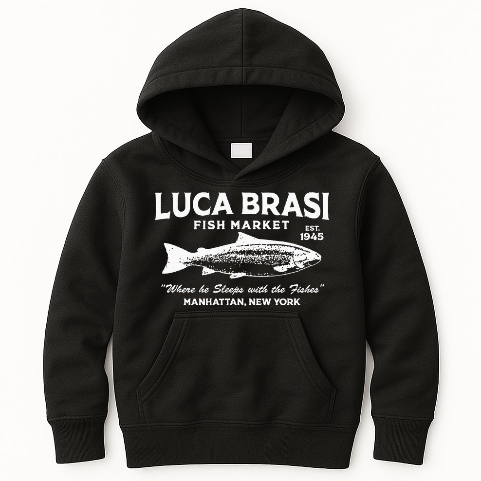 Luca Brasi Fish Market The Godfather Est 1945 Fishing Kids Hoodie