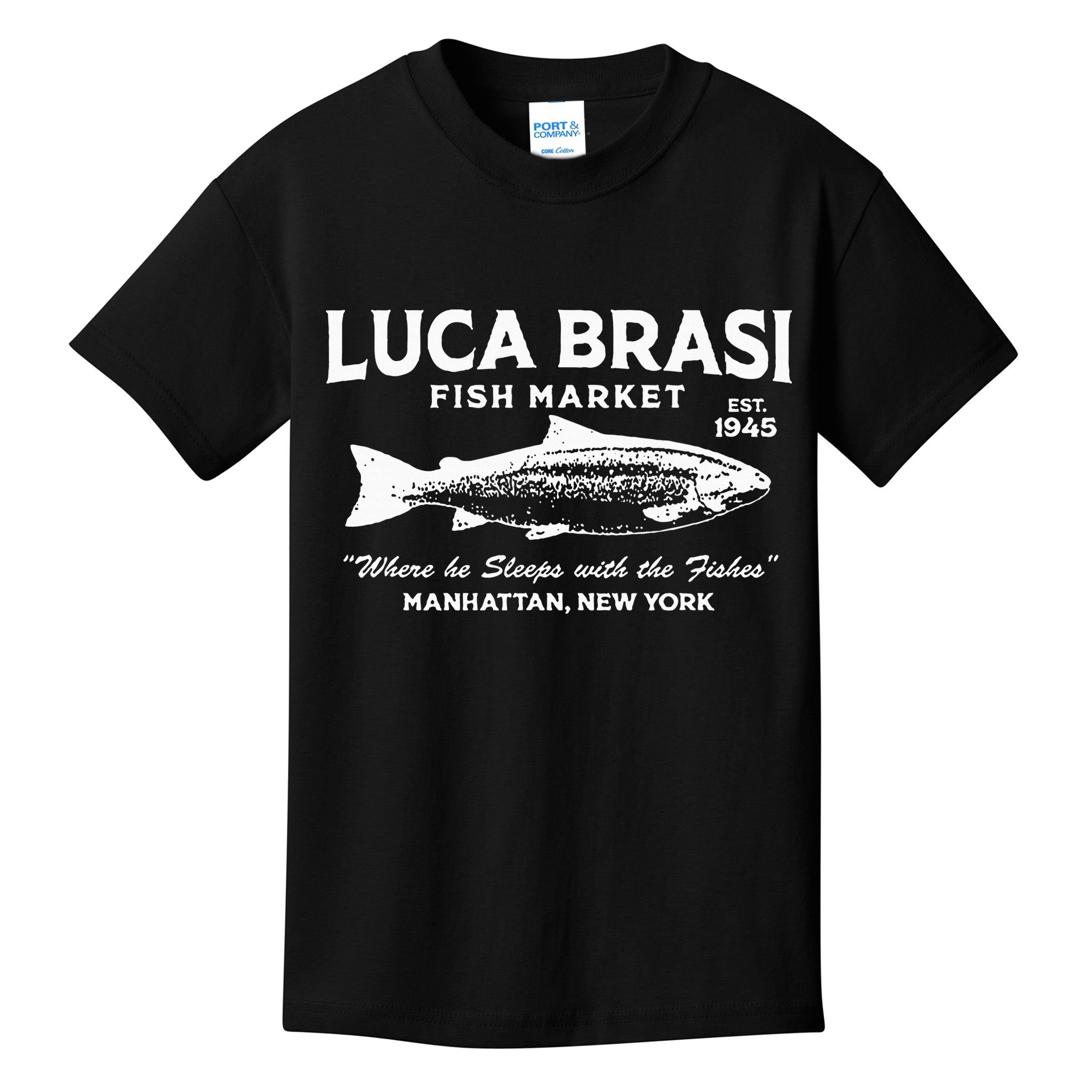 Luca Brasi Fish Market The Godfather Est 1945 Fishing Kids T-Shirt