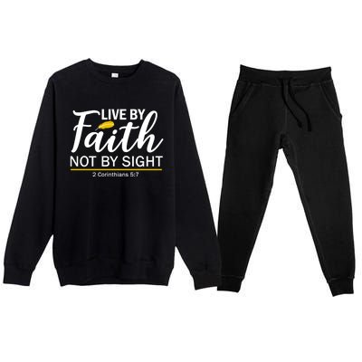 Live By Faith Not By Sight Bible Quote Premium Crewneck Sweatsuit Set