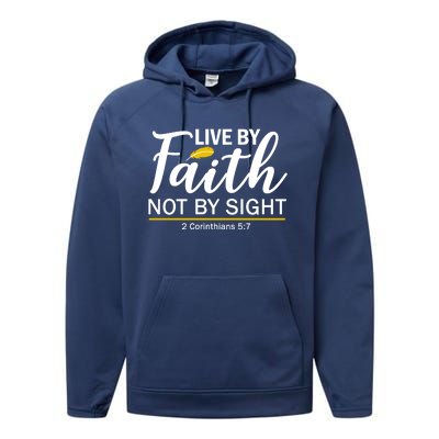 Live By Faith Not By Sight Bible Quote Performance Fleece Hoodie