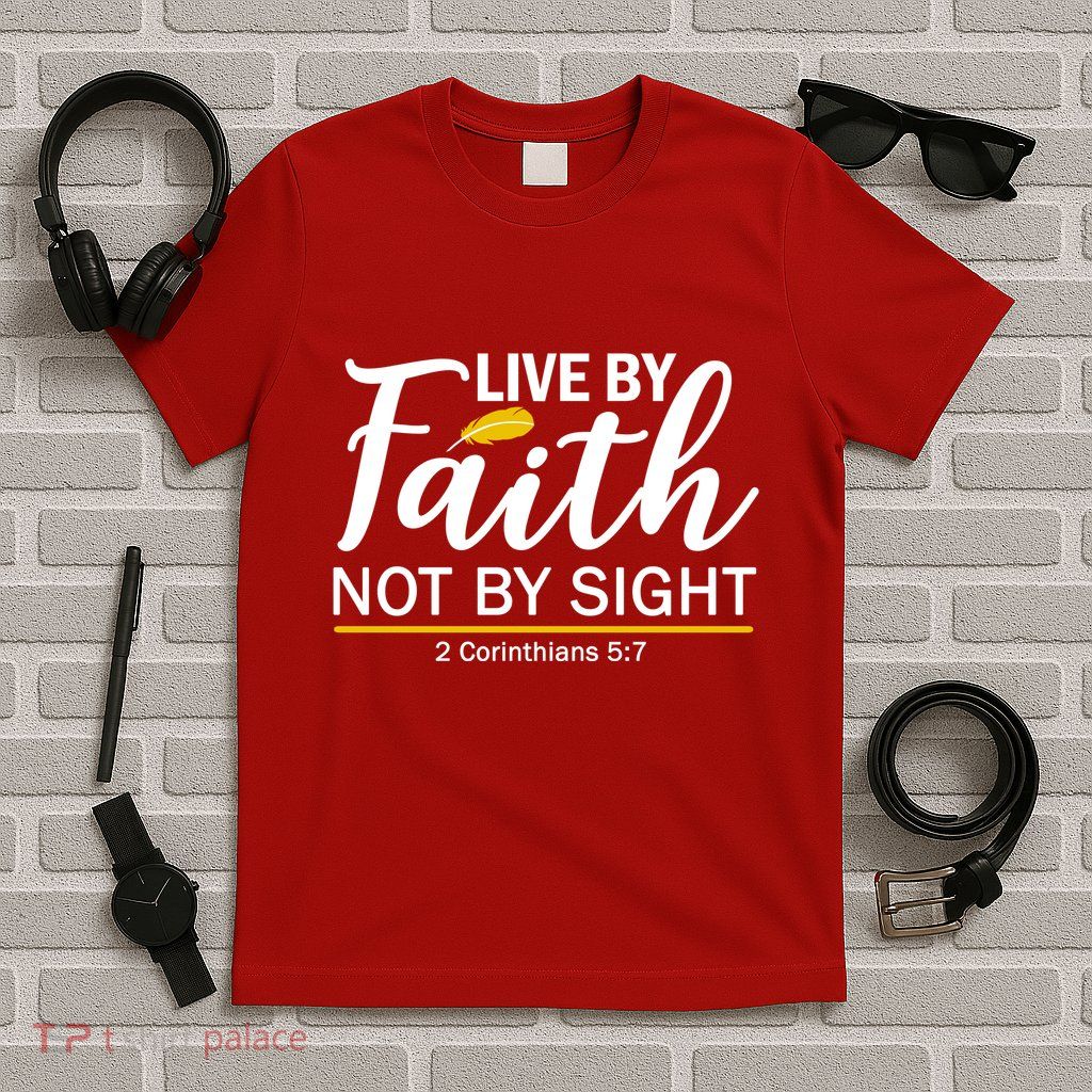 Live By Faith Not By Sight Bible Quote T-Shirt