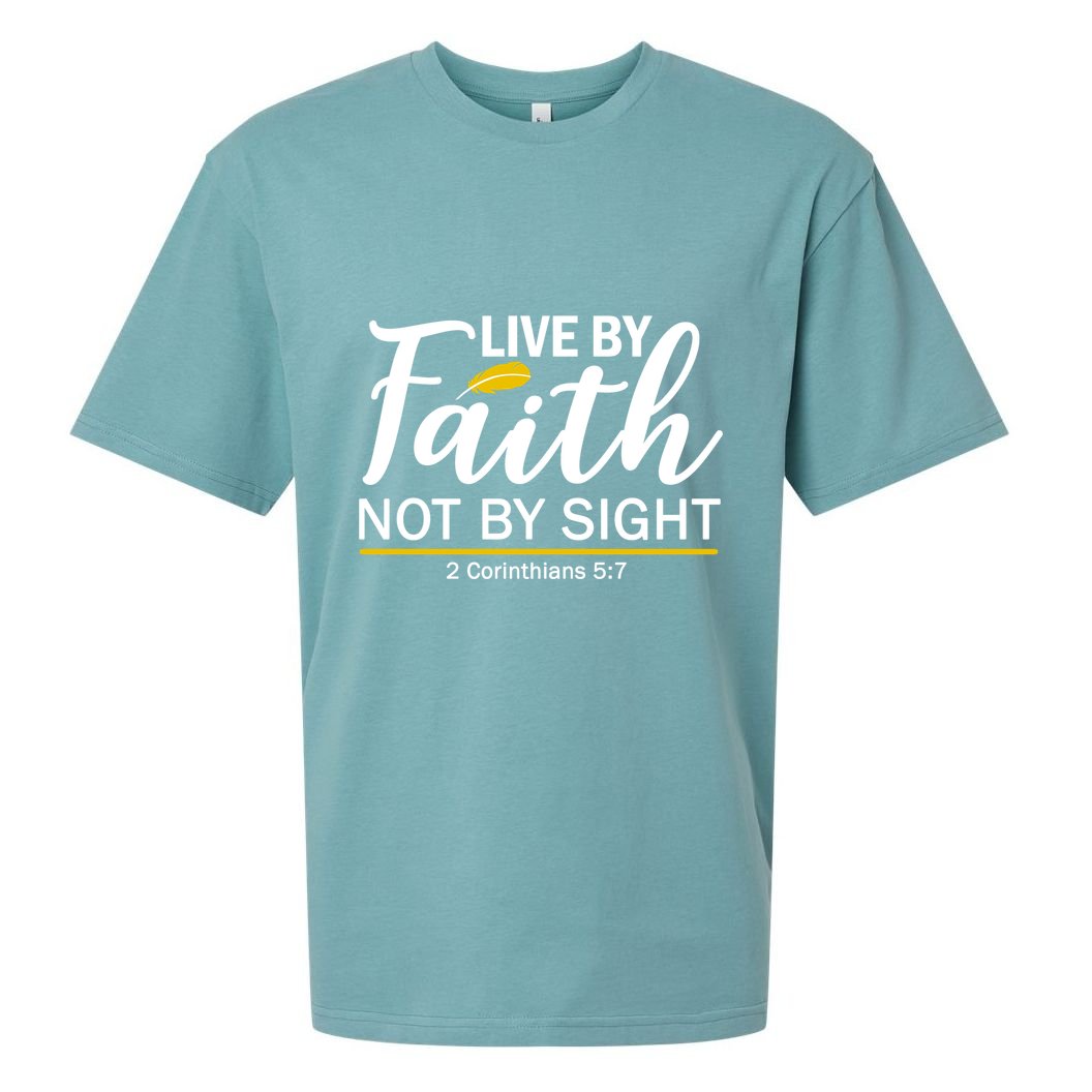 Live By Faith Not By Sight Bible Quote Sueded Cloud Jersey T-Shirt