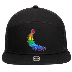 Lgbtq Banana Funny Pride Graphic Cute Rainbow Style Gift 7 Panel Mesh Trucker Snapback Hat