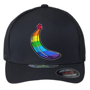 Lgbtq Banana Funny Pride Graphic Cute Rainbow Style Gift Flexfit Unipanel Trucker Cap