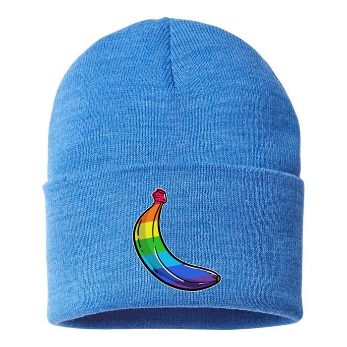 Lgbtq Banana Funny Pride Graphic Cute Rainbow Style Gift Sustainable Knit Beanie