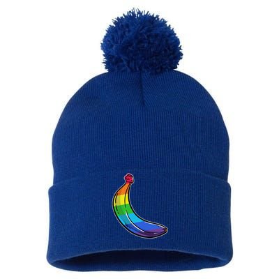 Lgbtq Banana Funny Pride Graphic Cute Rainbow Style Gift Pom Pom 12in Knit Beanie