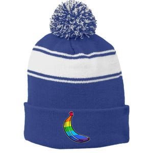 Lgbtq Banana Funny Pride Graphic Cute Rainbow Style Gift Stripe Pom Pom Beanie