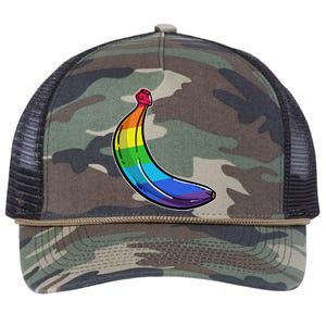 Lgbtq Banana Funny Pride Graphic Cute Rainbow Style Gift Retro Rope Trucker Hat Cap