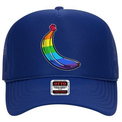 Lgbtq Banana Funny Pride Graphic Cute Rainbow Style Gift High Crown Mesh Back Trucker Hat