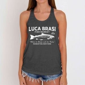 Luca Brasi Fish Market The Godfather Est 1945 Fishing Women's Knotted Racerback Tank