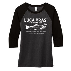 Luca Brasi Fish Market The Godfather Est 1945 Fishing Women's Tri-Blend 3/4-Sleeve Raglan Shirt