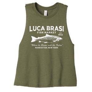 Luca Brasi Fish Market The Godfather Est 1945 Fishing Women's Racerback Cropped Tank