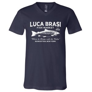 Luca Brasi Fish Market The Godfather Est 1945 Fishing V-Neck T-Shirt