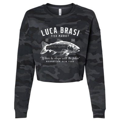 Luca Brasi Fish Market Est 1945 Fishing Cropped Pullover Crew