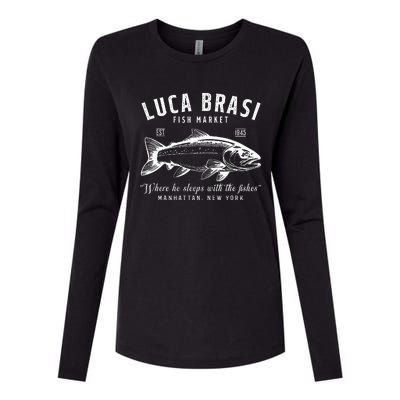 Luca Brasi Fish Market Est 1945 Fishing Womens Cotton Relaxed Long Sleeve T-Shirt