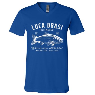 Luca Brasi Fish Market Est 1945 Fishing V-Neck T-Shirt