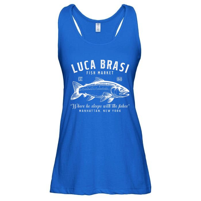 Luca Brasi Fish Market Est 1945 Fishing Ladies Essential Flowy Tank