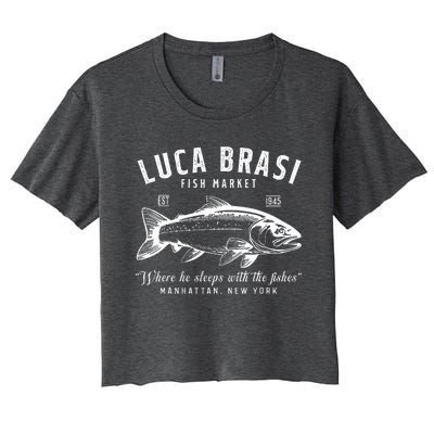 Luca Brasi Fish Market Est 1945 Fishing Women's Crop Top Tee