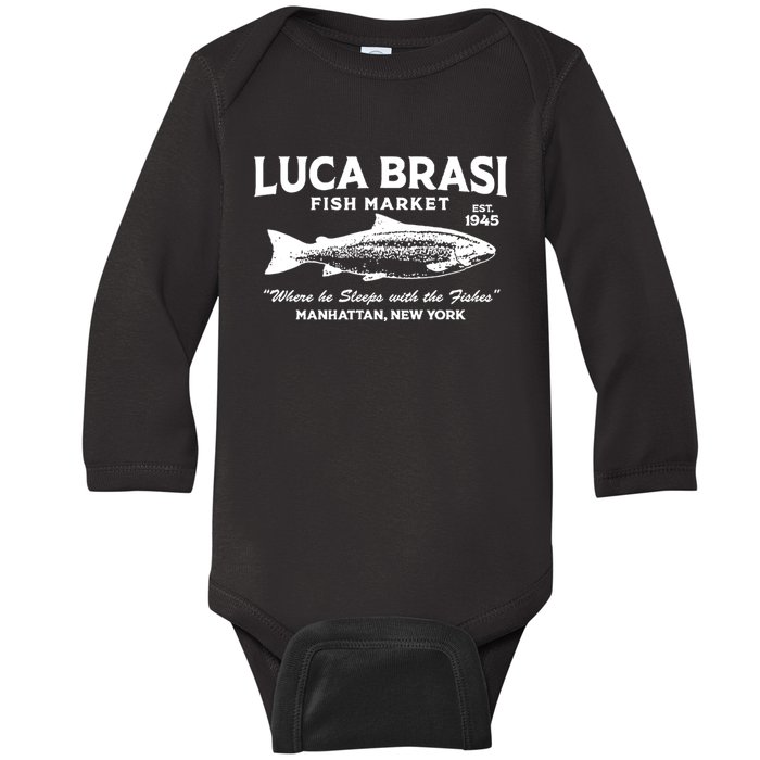 Luca Brasi Fish Market The Godfather Est 1945 Fishing Baby Long Sleeve Bodysuit