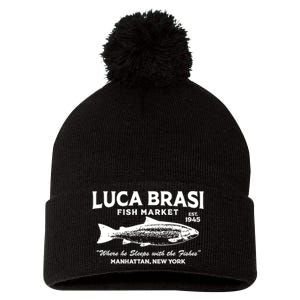 Luca Brasi Fish Market The Godfather Est 1945 Fishing Pom Pom 12in Knit Beanie