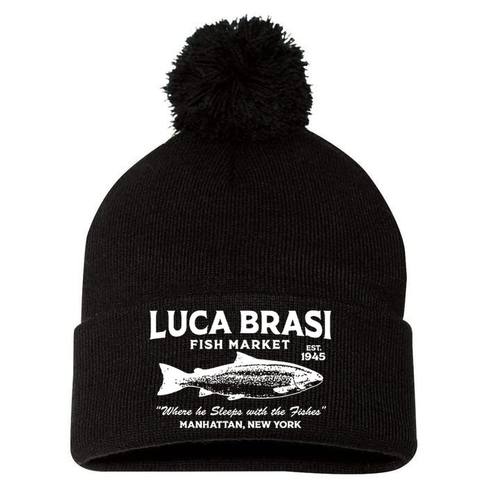 Luca Brasi Fish Market The Godfather Est 1945 Fishing Pom Pom 12in Knit Beanie