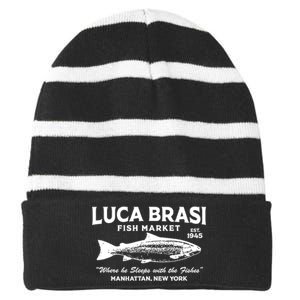 Luca Brasi Fish Market The Godfather Est 1945 Fishing Striped Beanie with Solid Band