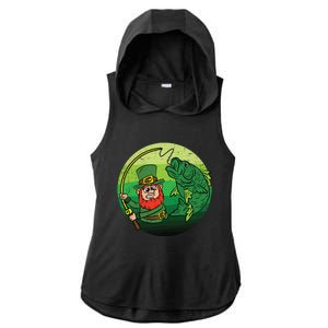 Leprechaun Bass Fishing St Patricks Day Irish Fisher Meaningful Gift Ladies PosiCharge Tri-Blend Wicking Draft Hoodie Tank