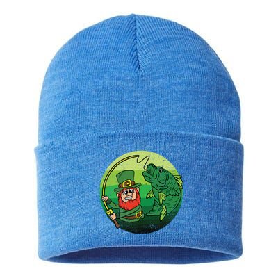 Leprechaun Bass Fishing St Patricks Day Irish Fisher Meaningful Gift Sustainable Knit Beanie