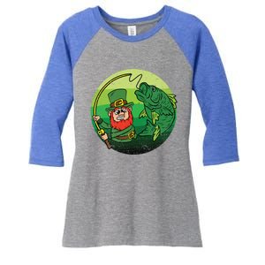 Leprechaun Bass Fishing St Patricks Day Irish Fisher Meaningful Gift Women's Tri-Blend 3/4-Sleeve Raglan Shirt