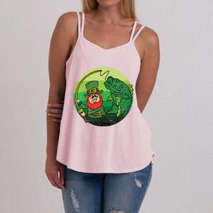 Leprechaun Bass Fishing St Patricks Day Irish Fisher Meaningful Gift Women's Strappy Tank